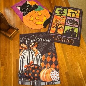 Halloween Pumpkin and Cat Decorative Flag Set
